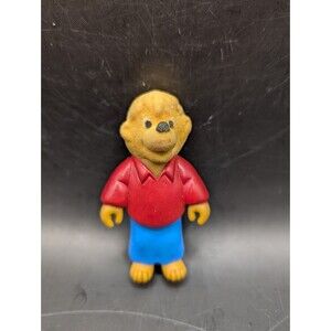 Vintage Berenstain Bear  Flocked Toy 3" Figure 1986 PVC Head Good Condition!
